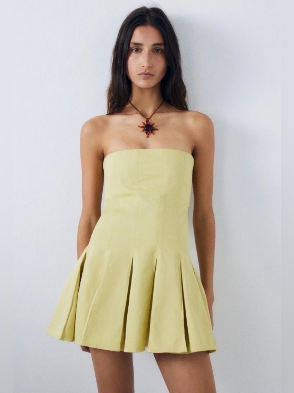 Gimaguas Women’s Yellow Strapless Williams Mini Dress Size Large